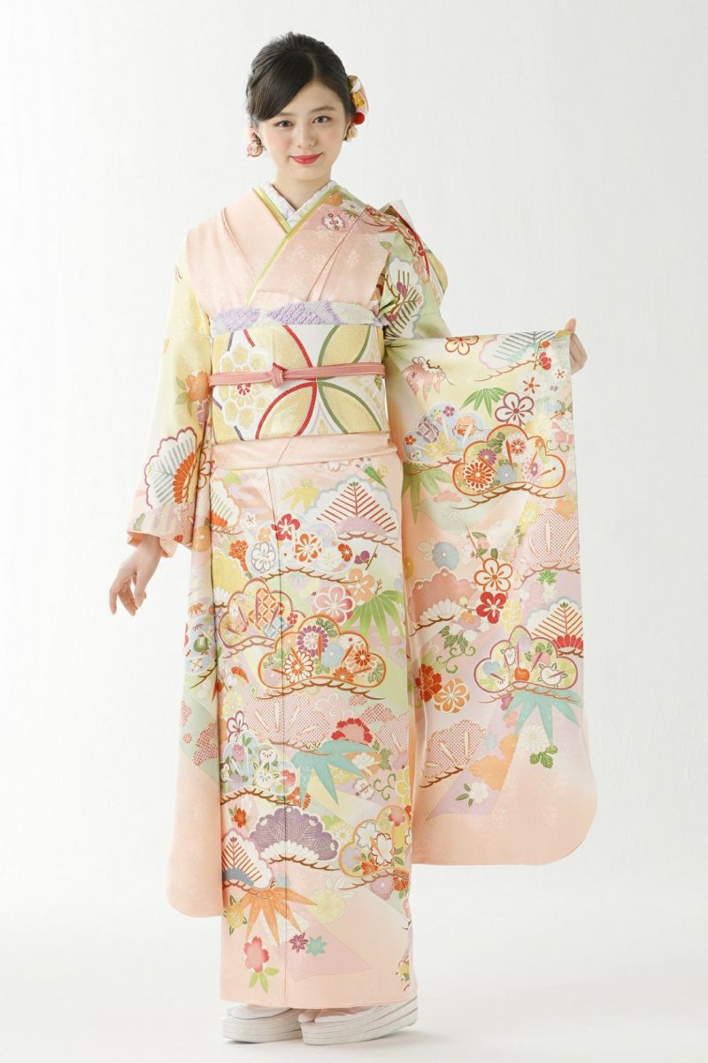 京友禅 ピンクの振袖セット - レディースファッション