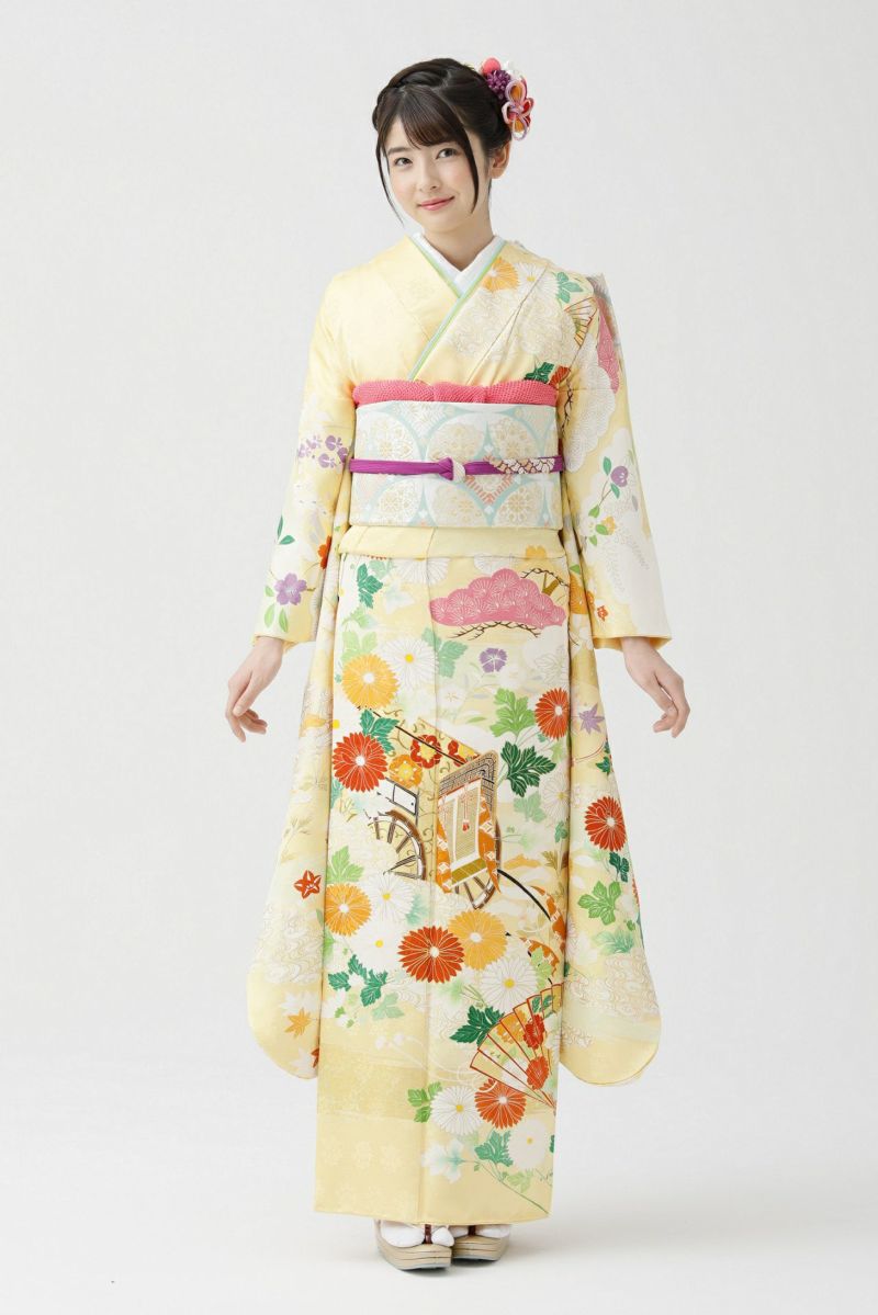 高級振袖レンタル　黄色 furisode yellow