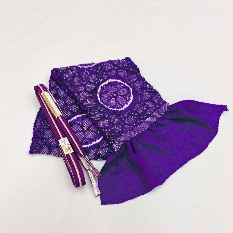 京くみひもの帯締め、桜柄の帯揚げ2点セット(紫) | キモノモード