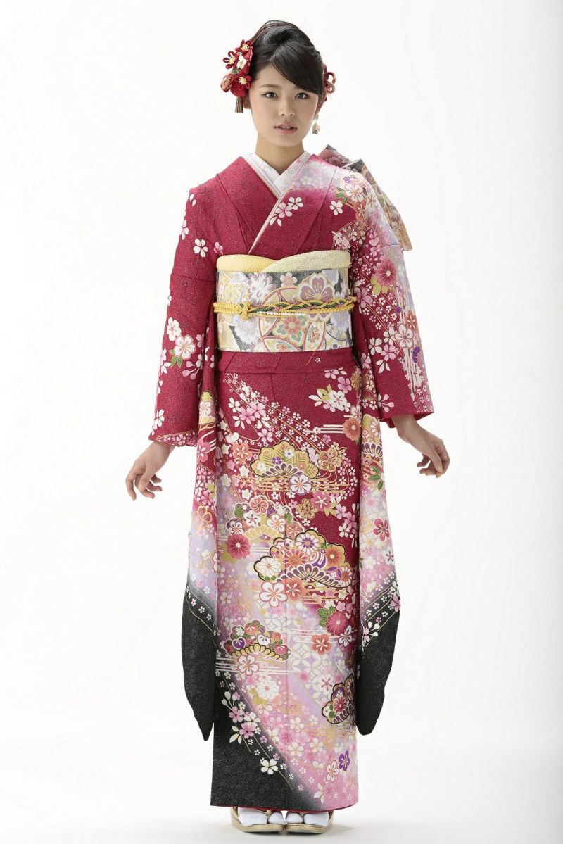 furisode red 振袖　華207　